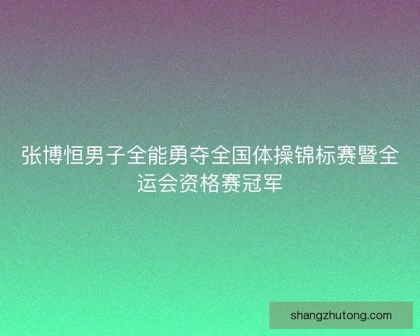 张博恒男子全能勇夺全国体操锦标赛暨全运会资格赛冠军