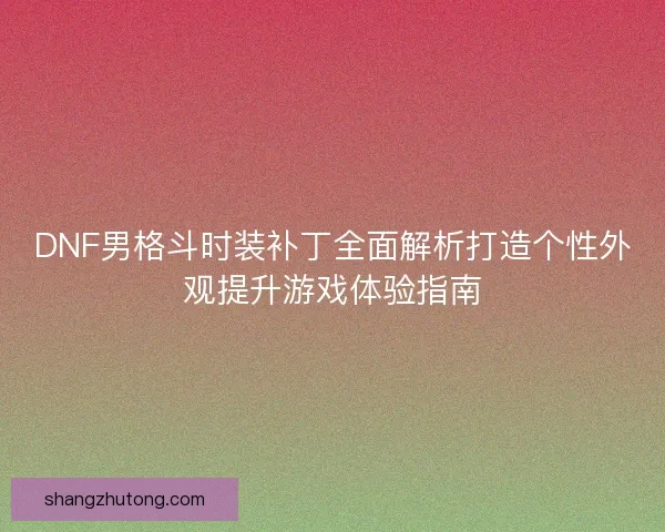 DNF男格斗时装补丁全面解析打造个性外观提升游戏体验指南