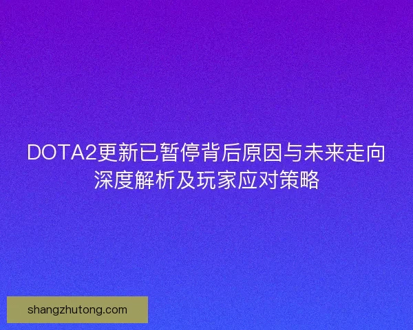 DOTA2更新已暂停背后原因与未来走向深度解析及玩家应对策略