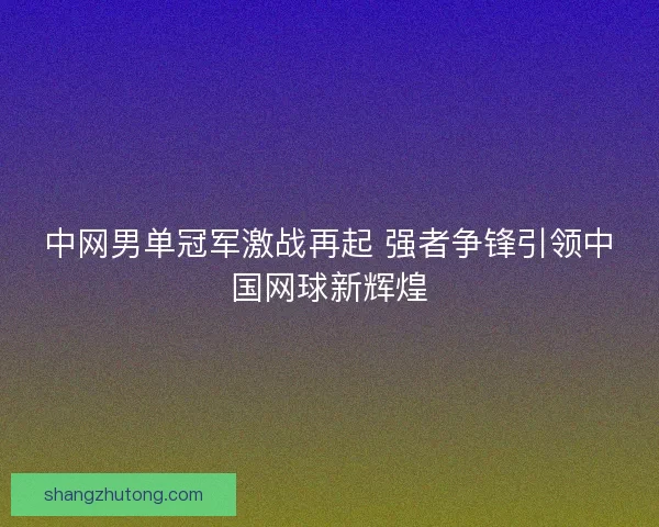 中网男单冠军激战再起 强者争锋引领中国网球新辉煌