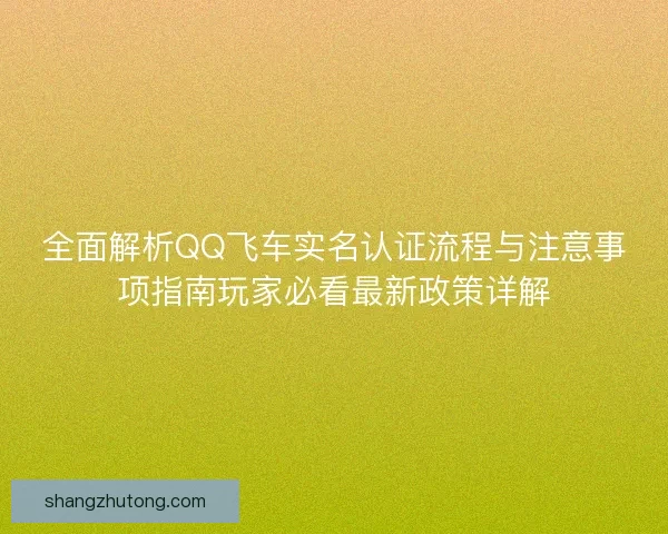 全面解析QQ飞车实名认证流程与注意事项指南玩家必看最新政策详解